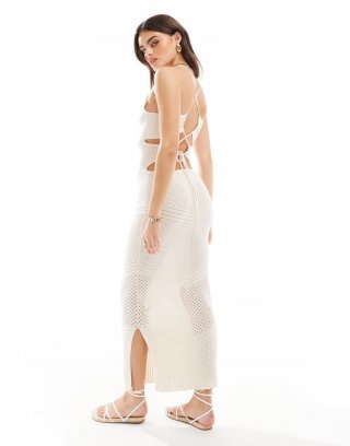 Miss Selfridge crochet maxi dress in cream