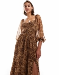 Miss Selfridge chiffon corset lace-up maxi dress in animal print