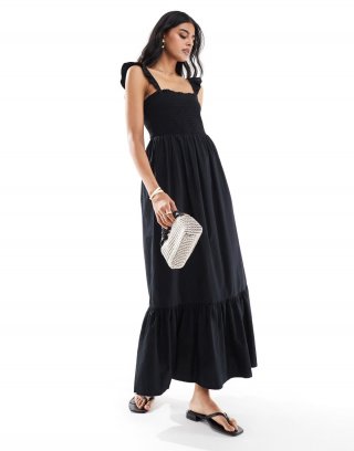 Miss Selfridge cami sundress in black poplin