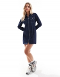 Miss Selfridge Petite denim zip shirt dress in dark wash