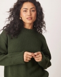 Miss Selfridge crew neck knitted sweater in forest green