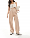 Miss Selfridge tailored wide leg pants in taupe