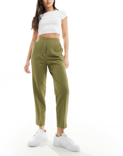 Miss Selfridge high waist cigarette pants in khaki