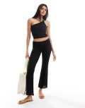 Miss Selfridge crochet flare pants in black - part of a set