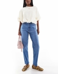 Miss Selfridge mom jeans in mid blue wash