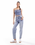 Miss Selfridge mom jean in blue acid wash