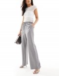 Miss Selfridge tailored pull on contrast side stripe wide leg pants in gray