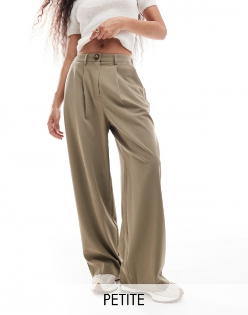 Miss Selfridge Petite tailored wide leg pants in khaki