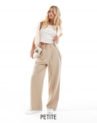 Miss Selfridge Petite tailored wide leg pants in stone