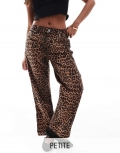 Miss Selfridge Petite leopard straight leg jean