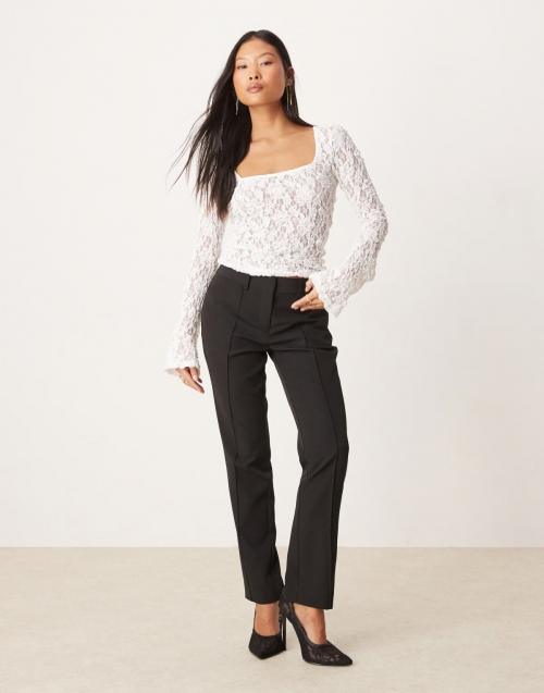 Miss Selfridge Petite seam detail cigarette pants in black