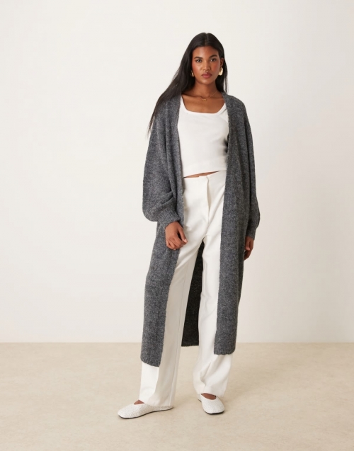 Miss Selfridge maxi cardigan in charcoal