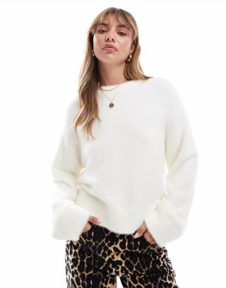 Miss Selfridge oversized lash sweater in cream