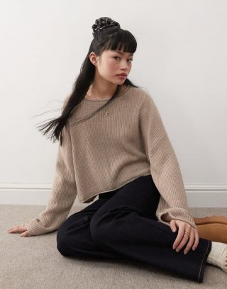 Miss Selfridge slouchy sweater in oatmeal