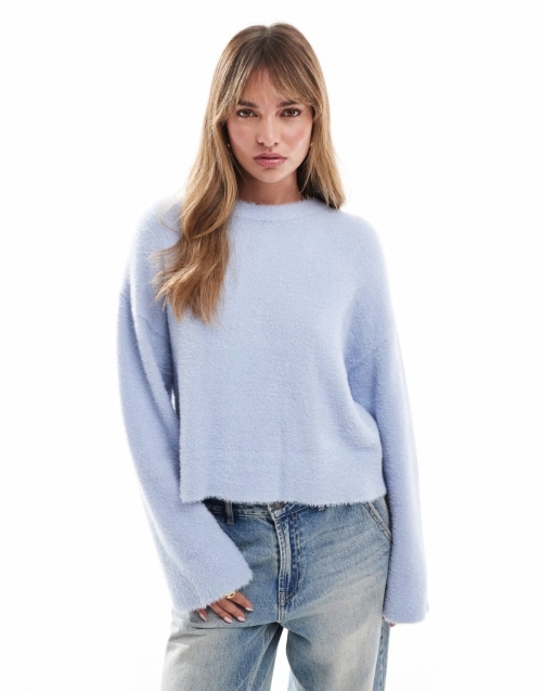 Miss Selfridge oversized lash sweater in pale blue