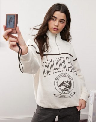 Miss Selfridge Colorado half zip sweatshirt