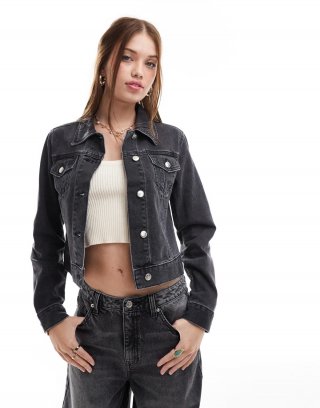 Bcbg BCBGMAXAZRIA denim girlfriend jacket in black wash