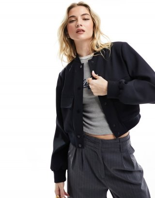 Bcbg BCBGMAXAZRIA crop bomber jacket in navy