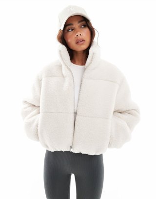 Bcbg BCBGMAXAZRIA borg puffer jacket in cream