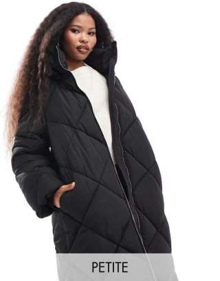 Bcbg BCBGMAXAZRIA Petite quilted hooded maxi puffer coat in black