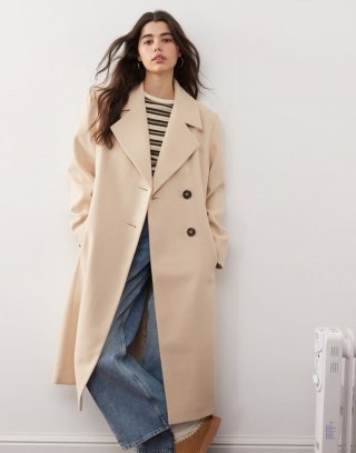 Bcbg BCBGMAXAZRIA brushed oversized maxi coat in oatmeal