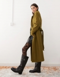 Miss Selfridge belted wrap formal coat in khaki