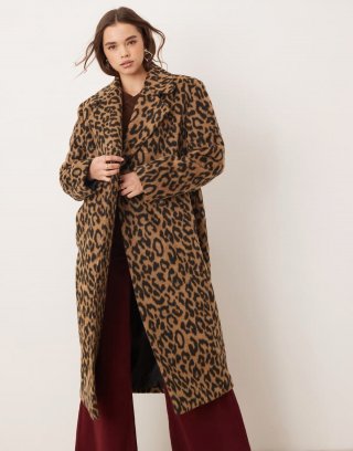 Bcbg BCBGMAXAZRIA brushed oversized maxi coat in leopard print