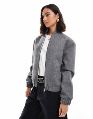 Bcbg BCBGMAXAZRIA brushed oversized bomber jacket in gray