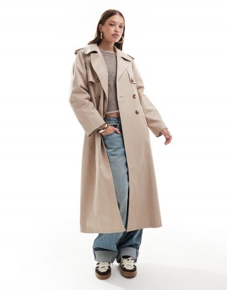 Bcbg BCBGMAXAZRIA traditional oversized trench coat in stone