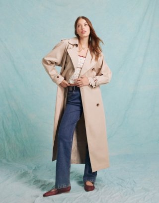 Bcbg BCBGMAXAZRIA maxi trench coat in stone