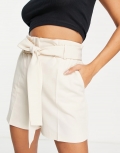 Miss Selfridge paperbag shorts in stone