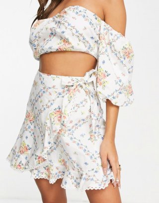 Miss Selfridge ruffle wrap skirt in wallpaper floral - part of a set