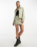 Miss Selfridge cargo utility pleated mini skirt contrast stiching and buckle belt in khaki - part of a set