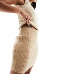 Miss Selfridge chunky ribbed knit skirt in camel