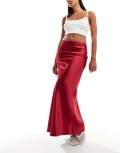 Miss Selfridge satin bias maxi skirt in red