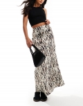 Miss Selfridge satin slip maxi skirt in animal print