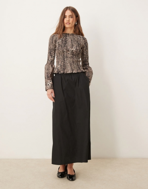 Miss Selfridge midi skirt in black