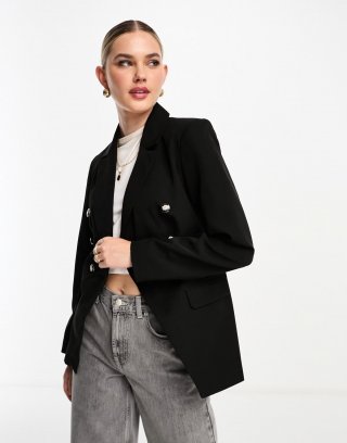 Miss Selfridge double breasted military blazer in black