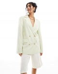 Miss Selfridge slouchy oversized double breasted blazer in lime green