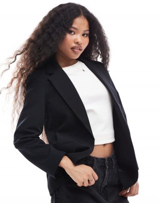 Miss Selfridge Petite relaxed fit essential blazer in black