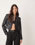 Miss Selfridge tailored crop blazer in black