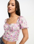 Miss Selfridge sweetheart corset top in purple jacquard