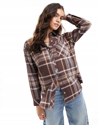 Miss Selfridge oversized shirt in brushed plaid