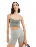 Miss Selfridge seamless bralette cami top in sage