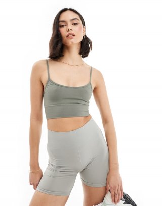 Miss Selfridge seamless bralette cami top in sage