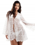 Miss Selfridge beach lace godet hem mini cover up in cream