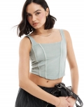 Miss Selfridge corset top in washed sage