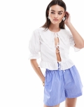 Miss Selfridge poplin embroidered collar shirt in white