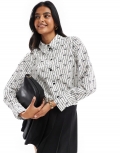 Miss Selfridge poplin cropped shirt in bow print