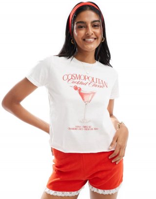 Miss Selfridge cosmo cocktail tee in white